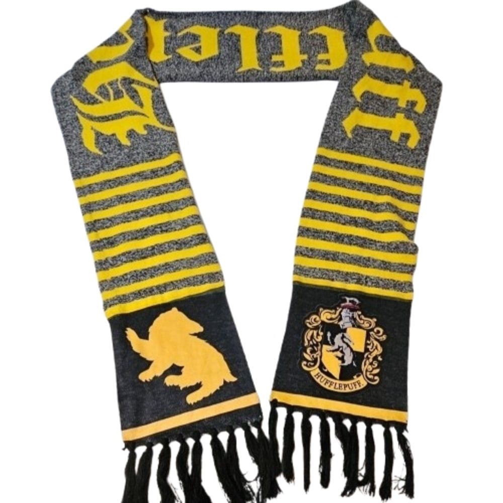 Hufflepuff Gray and Yellow Scarf Harry Potter Wizzarding World